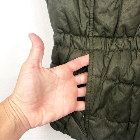 Coldwater Creek Green Textured Puffer Vest XS 4-6 Full Zip Collared Pockets - Picture 4 of 8